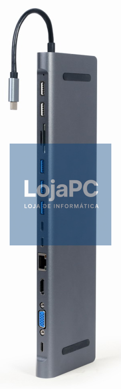 Gembird A-CM-COMBO9-01 base para portátil y replicador de portas USB 3.2 Gen 1 (3.1 Gen 1) Type-C Cinzento
