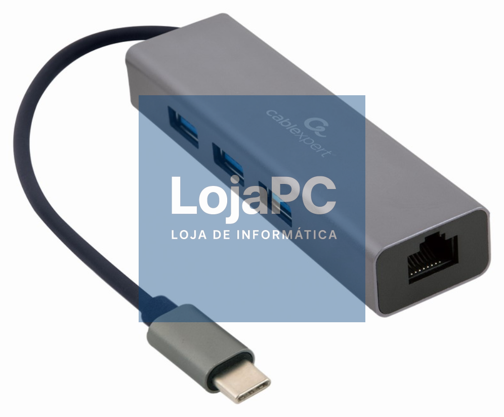 Gembird A-CMU3-LAN-01 base para portátil y replicador de portas USB 3.2 Gen 1 (3.1 Gen 1) Type-C Cinzento