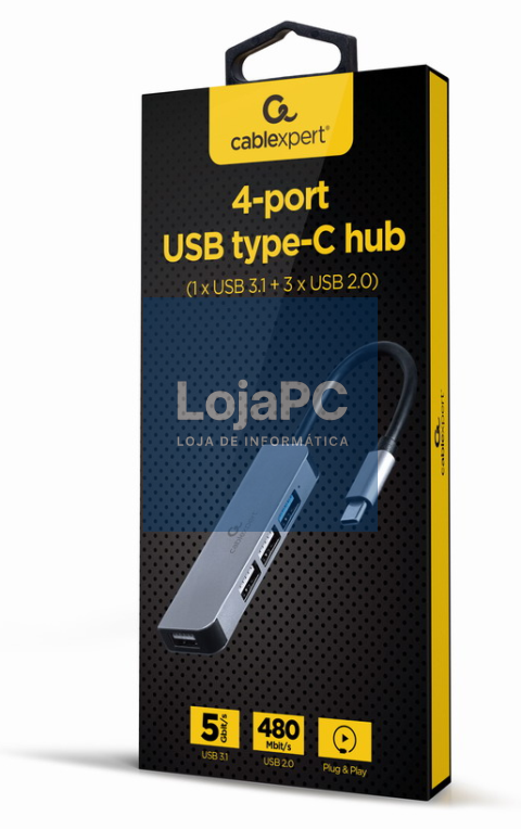 Gembird UHB-CM-U3P1U2P3-01 base para portátil y replicador de portas Alámbrico USB 3.2 Gen 1 (3.1 Gen 1) Type-C Prateado