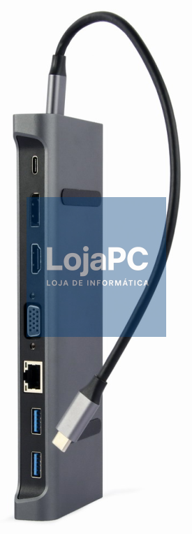 Gembird A-CM-COMBO9-02 base para portátil y replicador de portas Alámbrico USB 3.2 Gen 1 (3.1 Gen 1) Type-C Cinzento