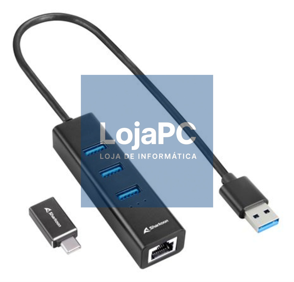 Sharkoon 4044951037575 base para portátil y replicador de portas sem fios USB 3.2 Gen 1 (3.1 Gen 1) Type-C Preto