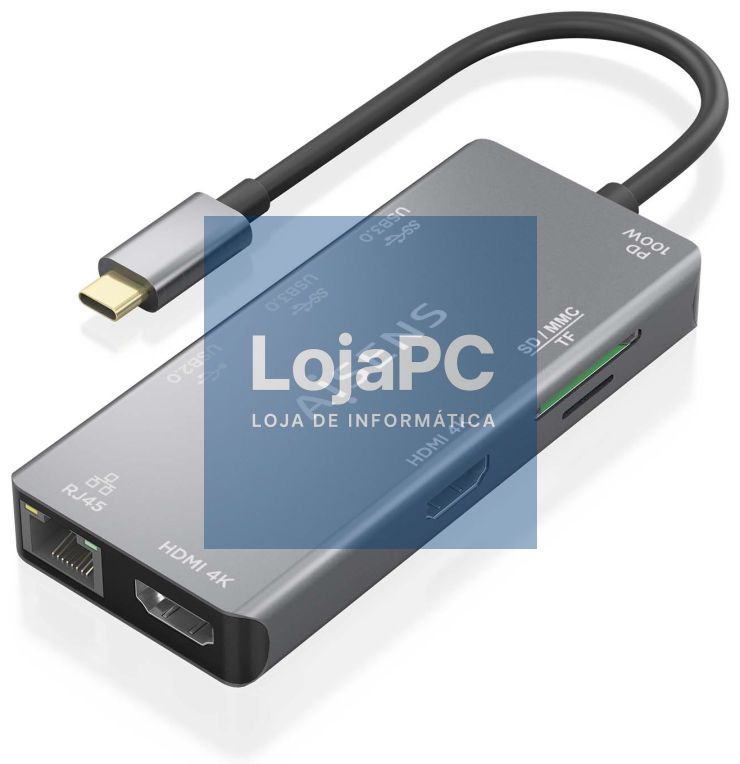 AISENS ASUC-9P018-GR base para portátil y replicador de portas Alámbrico USB 3.2 Gen 1 (3.1 Gen 1) Type-C