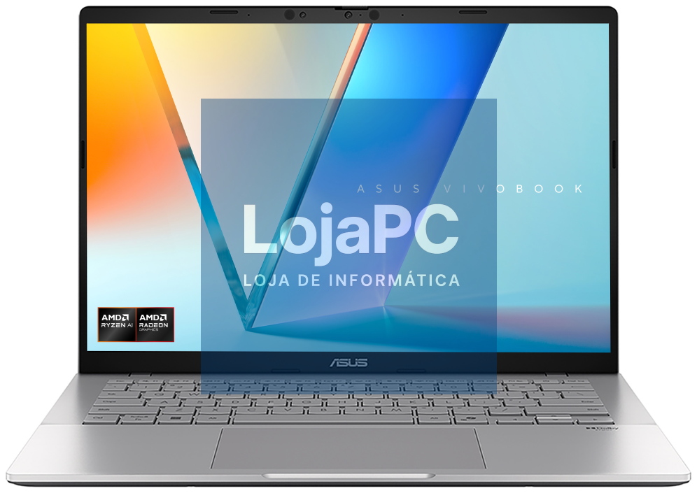 ASUS Vivobook S14 OLED M3407GA-SF010 Copilot+ PC - Computador Portátil 14" WUXGA (AMD Ryzen AI 7 445, 16GB RAM, 512GB SSD, Radeon 840M, sem Sistema Operativo) Prateado Fría - Teclado QWERTY espanhol