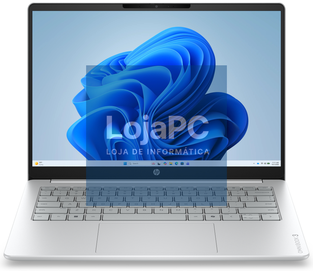 HP OmniBook 3 Laptop AI 14-ht0015nsx Intel Core Ultra 5 225U Portátil 35,6 cm (14") 2K 8 GB DDR5-SDRAM 256 GB SSD Wi-Fi 6 (802.11ax) Windows 11 Home AI PC Cinzento, Prateado