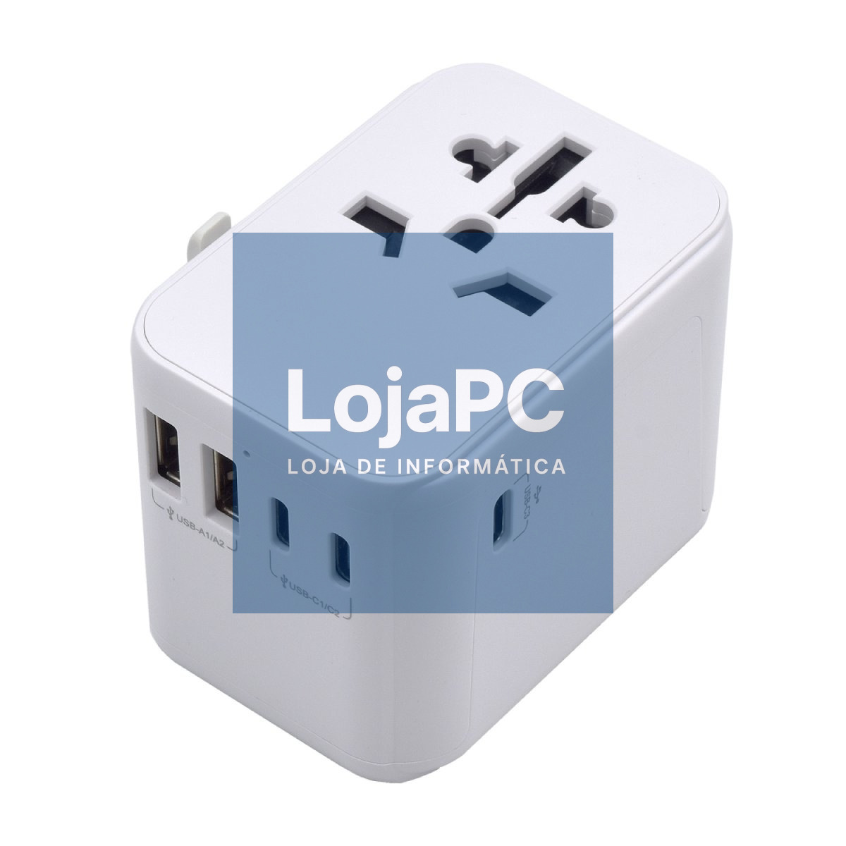 EWENT Adaptador de viagem Universal com fichas EU/EUA/RU/AUS e 2 USB ports e 3 Type C