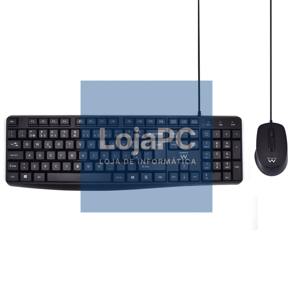 EWENT Teclado Low Profile e Rato com fio Óptico 1000dpi, teclas silenciosas