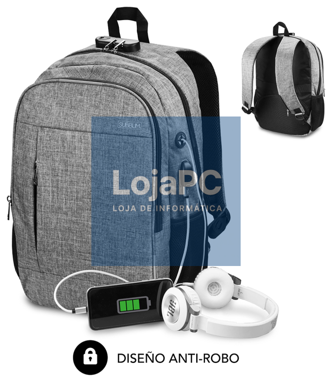 SUBBLIM Mochila para portátil Urban Lock Backpack 16" Grey