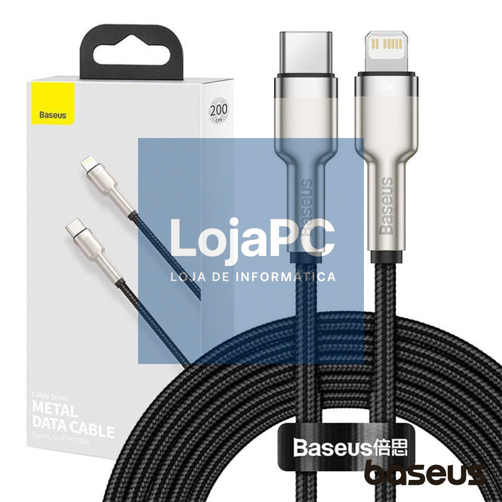 Cabo USB-C Macho P/ Lightning Macho PD 20W 2m Cafule BASEUS