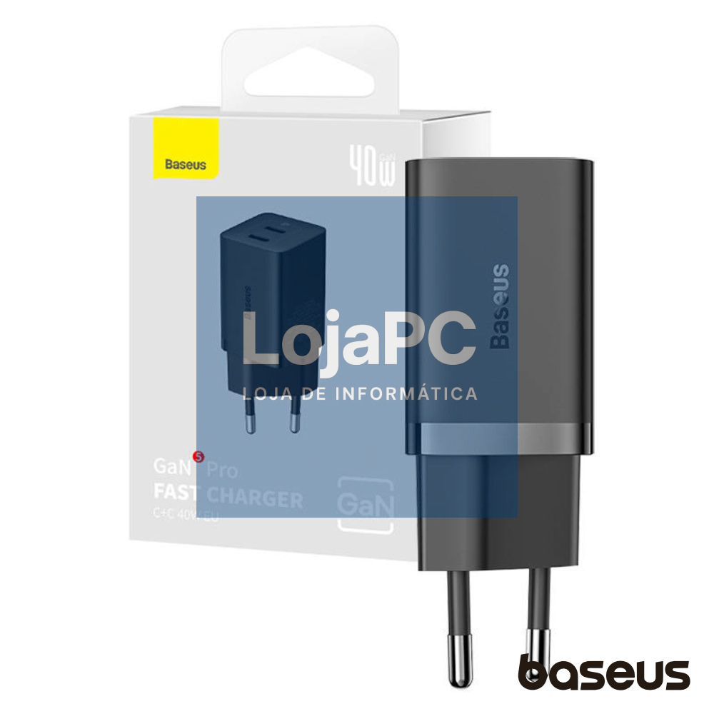 Alimentador Comutado 2x USB-C 40W GaN5 PRO BASEUS