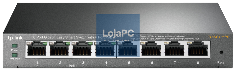TP-Link TL-SG108PE Gerido L2 Gigabit Ethernet (10/100/1000) Energia sobre Ethernet (PoE) Preto