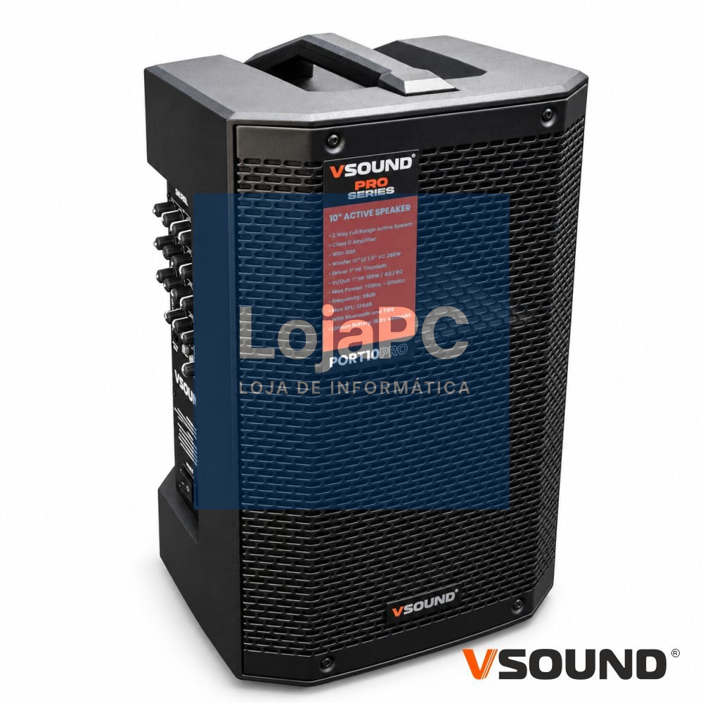 Coluna Amplificada 10" 160W USB/BT/SD/Bat/DSP/TWS VSOUND
