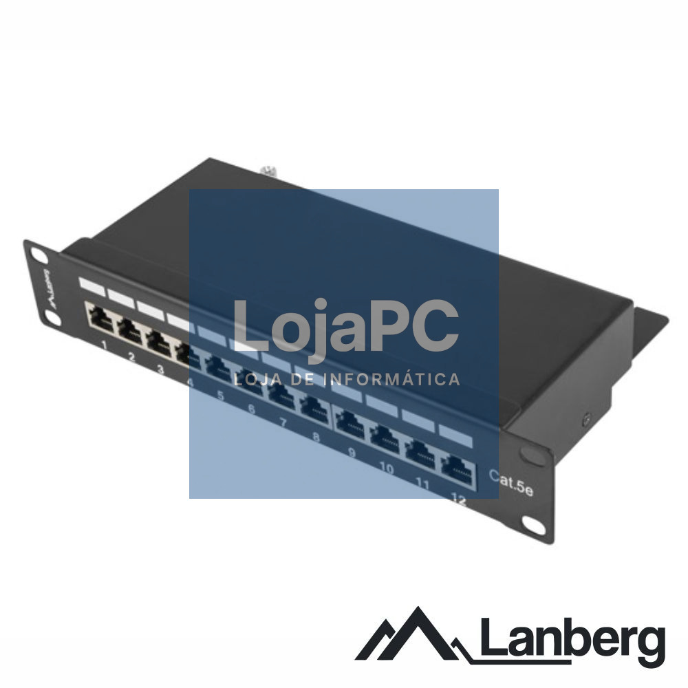Patch Panel 12 Portas Blindado RJ45 CAT5E 1U 10" LANBERG
