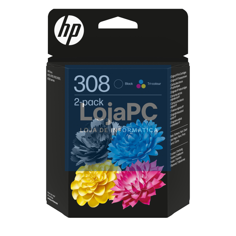 HP Paquete de 2 Tinteiros Original 308 preta/tricolor