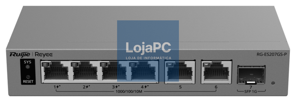 Ruijie Networks RG-ES207GS-P switch Gerido L2 Gigabit Ethernet (10/100/1000) Energia sobre Ethernet (PoE) Cinzento