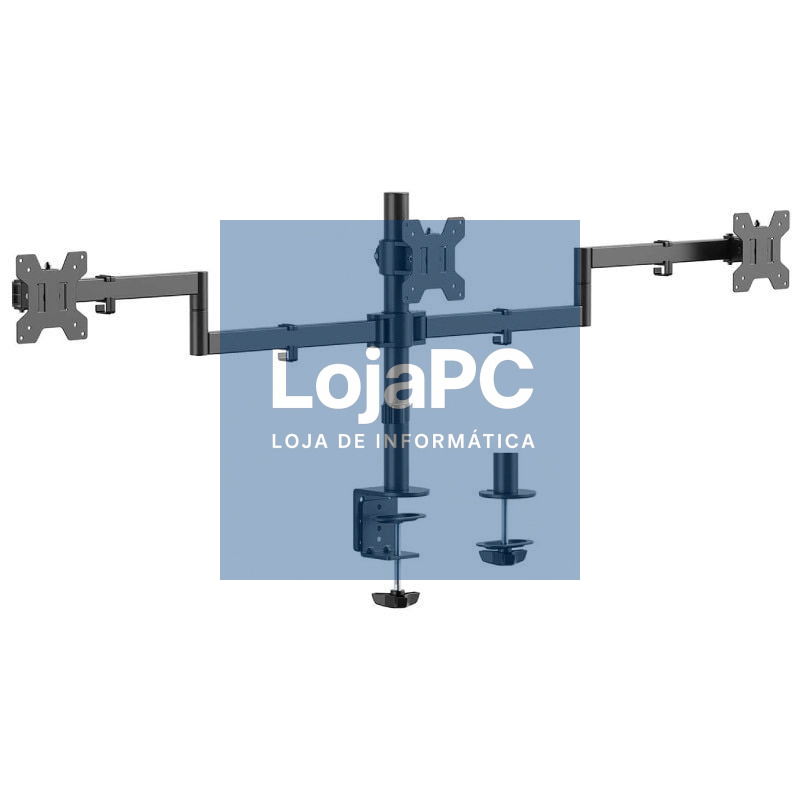 Suporte de mesa para 3 Monitores Aisens DT27TSR-281/ Rotativo/ Inclinável/ até 10kg
