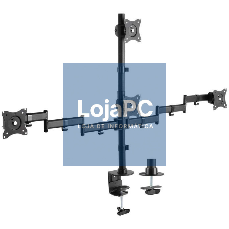 Suporte de mesa para 4 Monitores y TV Aisens DT27TSR-379/ Rotativo/ Inclinável/ até 8kg