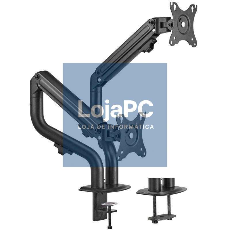 Suporte de mesa para 2 Monitores Aisens DT32TSR-141/ Rotativo/ Inclinável/ até 8kg