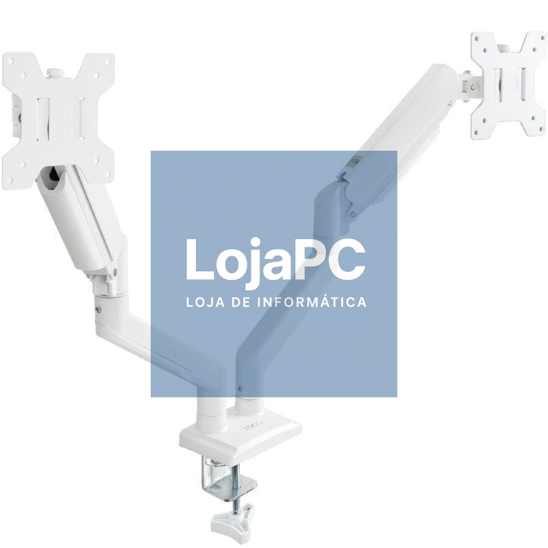 Suporte de mesa para 2 Monitores TooQ DB1434TNR-W/ Rotativo/ Inclinável/ até 10kg