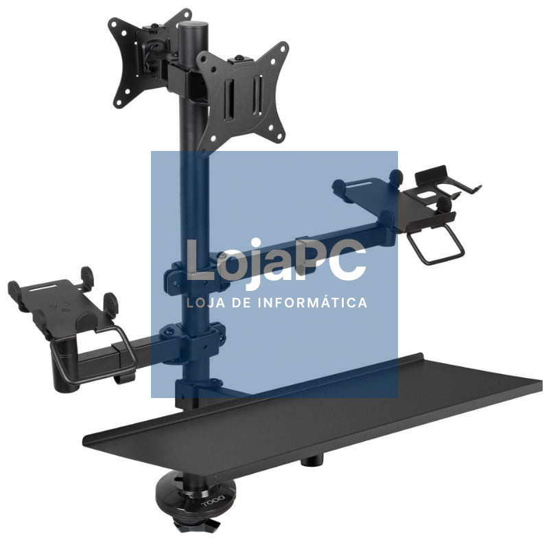 Suporte de mesa para TPV 2 Monitores TooQ TQPM0003/ Rotativo/ Inclinável/ Rotatorio/ até 9kg