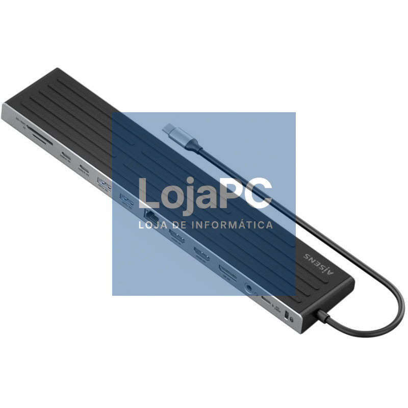 Docking USB Tipo-C Aisens ASUC-13P042-GR/ 2xUSB Tipo-C/ 1xUSB Tipo-C PD/ 2xUSB/ 2xHDMI/ 1xDisplayPort/ 1xLector de Cartões/ 1xJack 3.5mm/ 1xRJ45/Cinzento