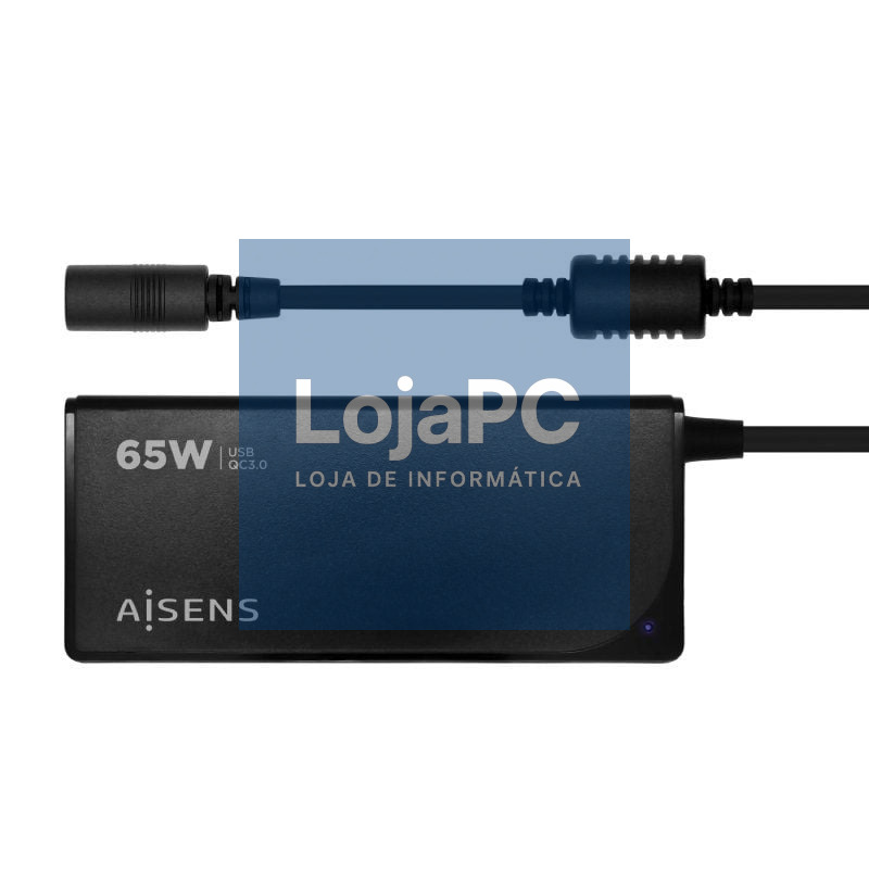 Carregador de Portátil Aisens ASLC-65WAUTO-BK/ 65W/ 1xUSB QC3.0/ Automático/ 9 Conectores/ Voltaje 18.5-20V