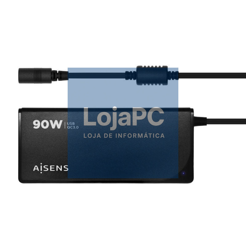 Carregador de Portátil Aisens ASLC-90WAUTO-BK/ 1xUSB/ 90W/ Automático/ 12 Conectores/ Voltaje 15-20V