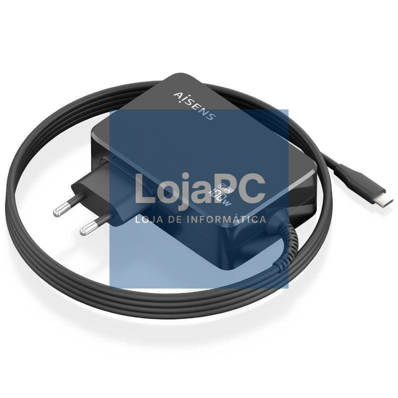 Carregador de Portátil GaN Aisens ASCH-1PD100WL50-BK USB Tipo-C/ 100W/ Automático/ Voltaje 5-20V