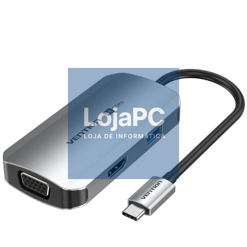 Docking USB Tipo-C Vention TQAHB/ 1xHDMI/ 1xUSB/ 1xVGA/ 1xUSB Tipo-C PD/ Cinzento