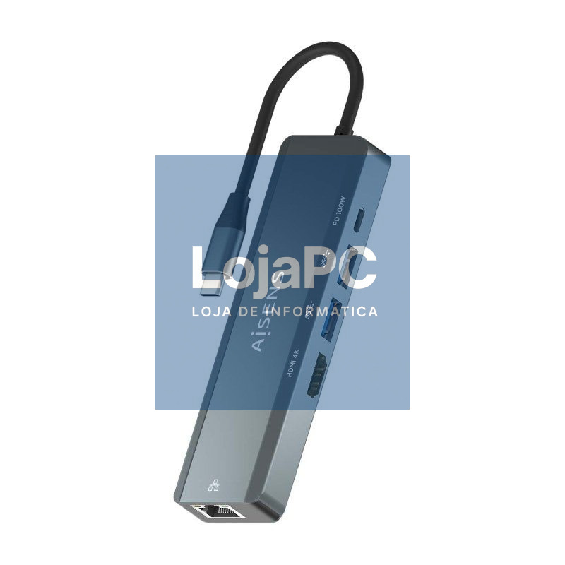Docking USB Tipo-C Aisens ASUC-5P011-GR/ 1xHDMI 4K/ 2xUSB/ 1xRJ45/ 1xUSB Tipo-C/ 1xUSB Tipo-C PD/ Cinzento