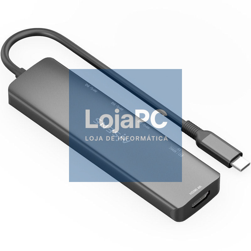 Docking USB Tipo-C Aisens ASUC-6P024-GR/ 1xHDMI 4K/ 3xUSB/ 1xLector Cartões/ Cinzento