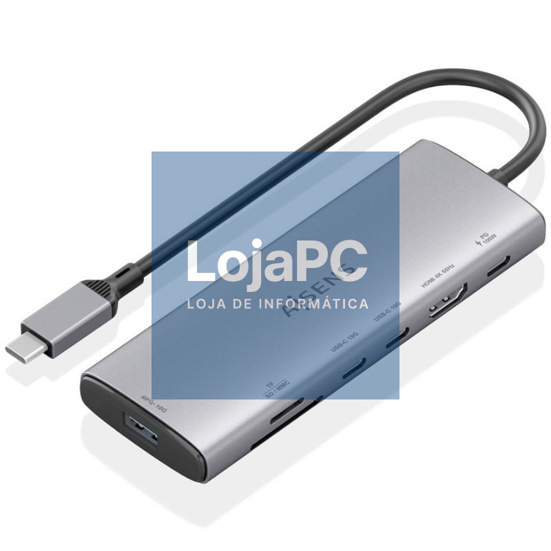 Docking USB Tipo-C Aisens ASUC-7P031-GR/ 1xHDMI 4K/ 1xUSB/ 2xUSB Tipo-C/ 1xLector Cartões/ 1xUSB Tipo-C PD/ Cinzento