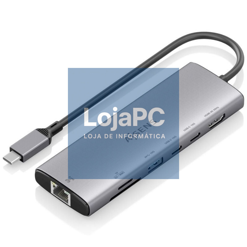 Docking USB Tipo-C Aisens ASUC-7P032-GR/ 1xHDMI 4K/ 1xUSB/ 2xUSB Tipo-C/ 1xRJ45/ 1xLector Cartões/ Cinzento