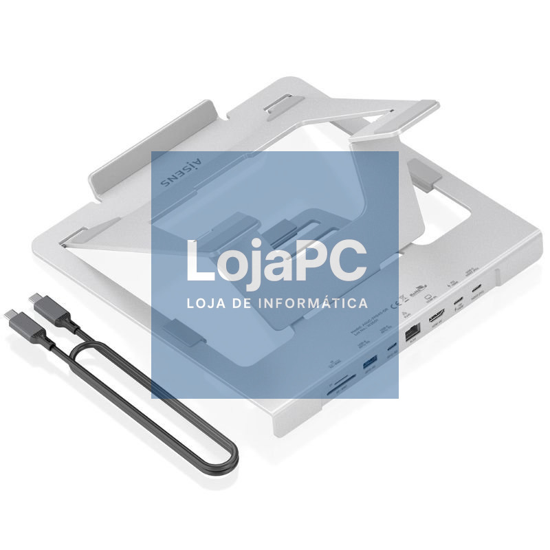 Suporte de Secretária - Docking USB Tipo-C Aisens ASUC-7P045-GR/ 1xUSB/ 1xUSB Tipo-C/ 1xHDMI/ 1xRJ45/ 1xLector de Cartões/ 1xUSB Tipo-C PD/ Cinzento