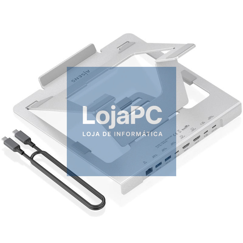 Suporte de Secretária - Docking USB Tipo-C Aisens ASUC-7P046-GR/ 2xUSB/ 1xUSB Tipo-C/ 2xHDMI/ 1xRJ45/ 1xUSB Tipo-C PD/ Cinzento