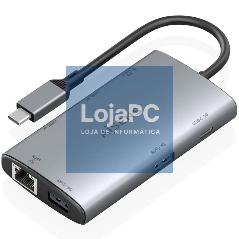 Docking USB Tipo-C Aisens ASUC-7P049-GR/ 2xHDMI 4K/ 1xRJ45/ 2xUSB/ 1xUSB Tipo-C/ 1xUSB Tipo-C PD/ Cinzento