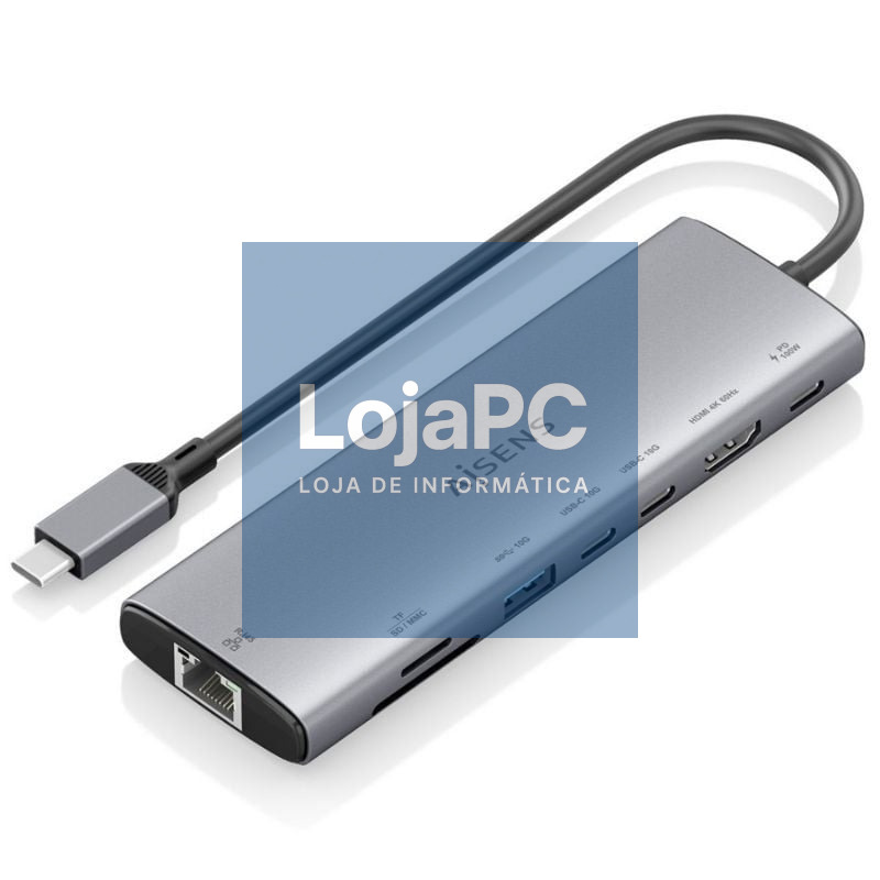 Docking USB Tipo-C Aisens ASUC-8P033-GR/ 1xHDMI 4K/ 1xUSB/ 2xUSB Tipo-C/ 1xRJ45/ 1xLector Cartões/ 1xUSB Tipo-C PD/ Cinzento