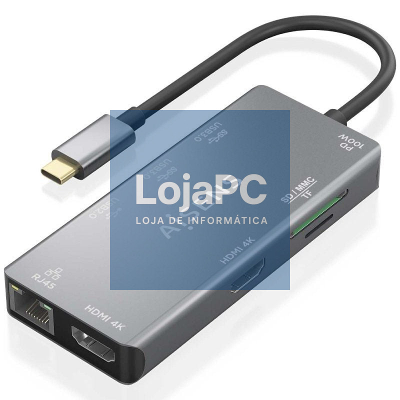 Docking USB Tipo-C Aisens ASUC-9P018-GR/ 2xHDMI 4K/ 3xUSB/ 1xRJ45/ 1xLector Cartões/ 1xUSB Tipo-C PD/ Cinzento