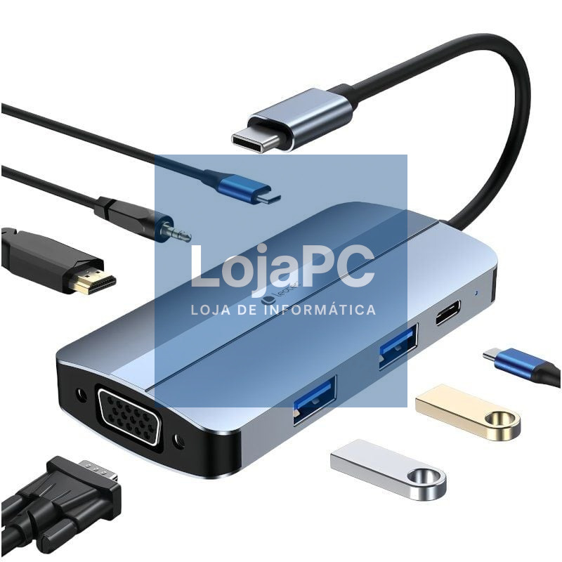 Docking USB Tipo-C Leotec LEDS04/ 2xUSB/ 1xUSB Tipo-C/ 1xUSB Tipo-C PD/ 1xHDMI 4K/ 1xVGA/ 1xAudio/ Azul