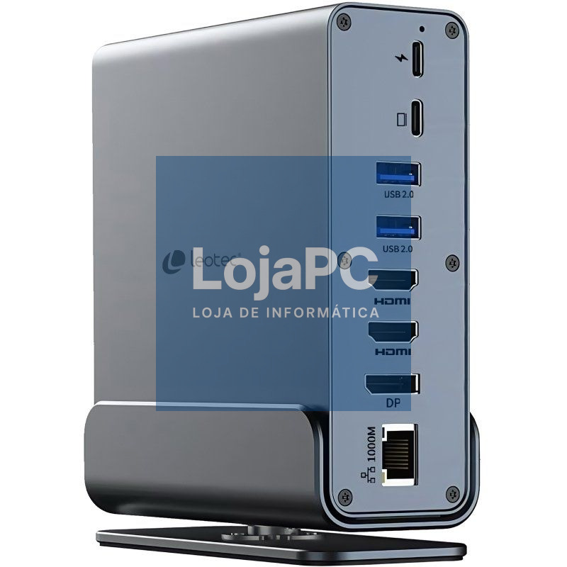 Docking USB Tipo-C Leotec LEDS06/ 5xUSB/ 2xUSB Tipo-C/ 1xUSB Tipo-C PD/ 1xDisplayPort/ 2xHDMI 4K/ 1xRJ45/ 1xJack 3.5/ 1xLector de Cartões/ Cinzento