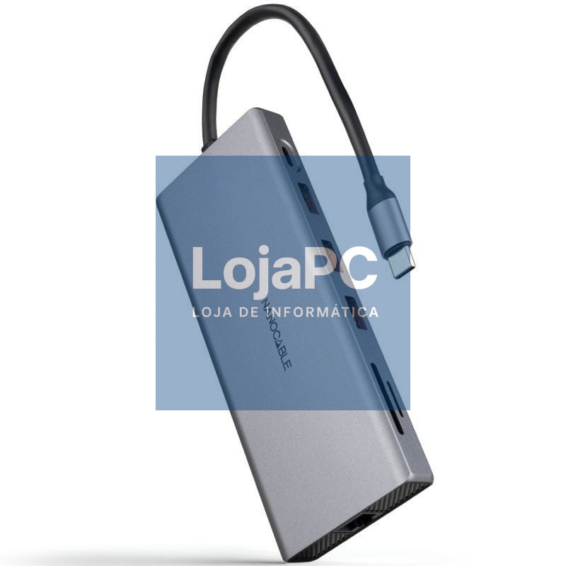 Docking Tipo-C Nanocable 10.16.4612/ 3xUSB/ 1xUSB Tipo-C/ 2xHDMI 4K/ 1xDisplayPort/ 1xRJ45/ 1xLector cartões/ 1xJack 3.5/ 1xUSB Tipo-C PD/ Cinzento