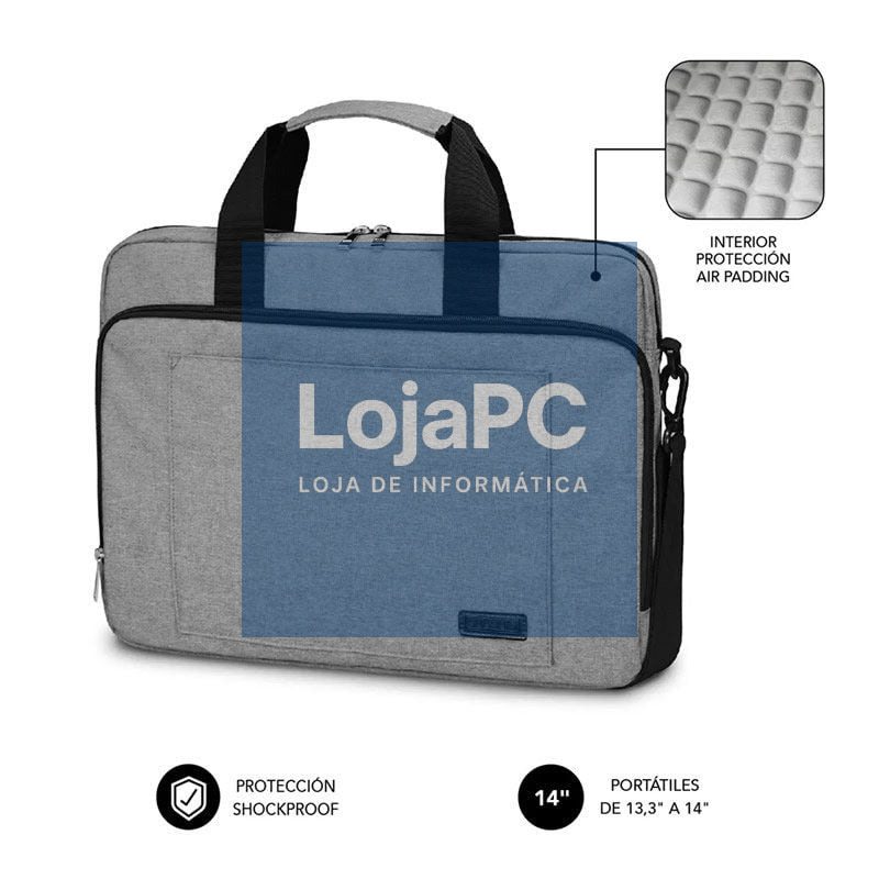 Mala Subblim Air Padding Laptop Bag para Portáteis até 14'/ Cinta para Trolley/ Cinzento