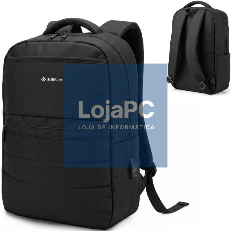 Mochila Subblim Compact Backpack 15L para Portáteis até 15.6'/ Repelente al agua/ Cinta para Trolley/ Preta
