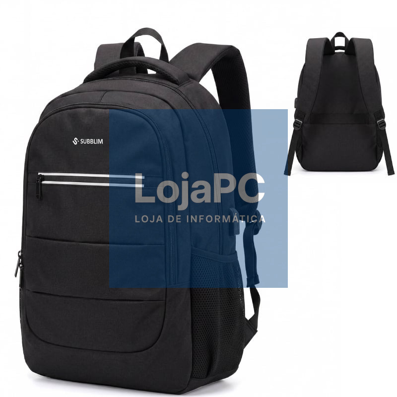 Mochila Subblim City Plus 26L Backpack para Portáteis até 16'/ Porta USB/ Repelente al agua/ Reflectante/ Cinta para Trolley/ Preta