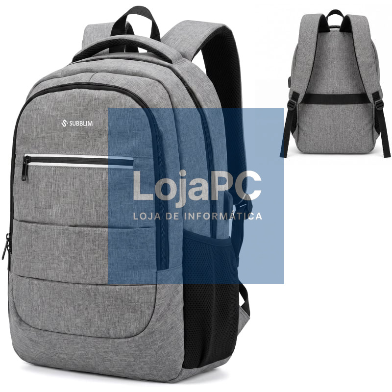 Mochila Subblim City Plus 26L Backpack para Portáteis até 16'/ Porta USB/ Repelente al agua/ Reflectante/ Cinta para Trolley/ Cinzento