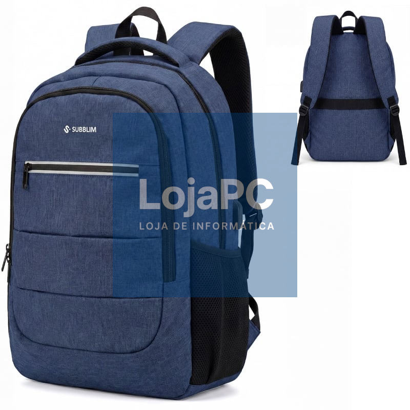 Mochila Subblim City Plus 26L Backpack para Portáteis até 16'/ Porta USB/ Repelente al agua/ Reflectante/ Cinta para Trolley/ Azul
