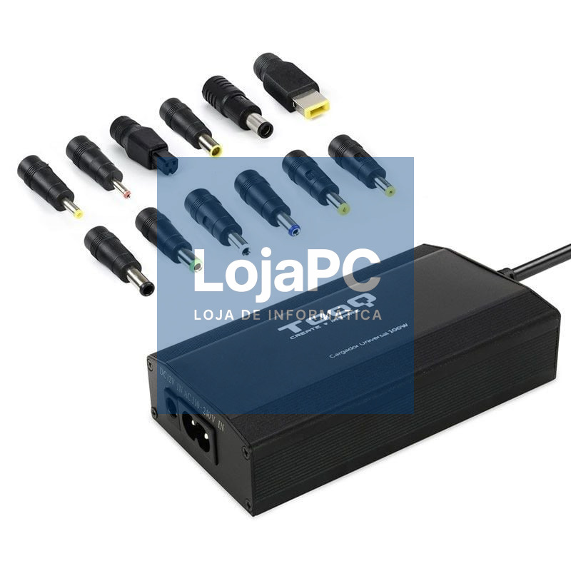 Carregador de Portátil TooQ TQLC-100BS01M/ 1xUSB/ 100W/ Manual/ 12 Conectores/ Voltaje 12-24V