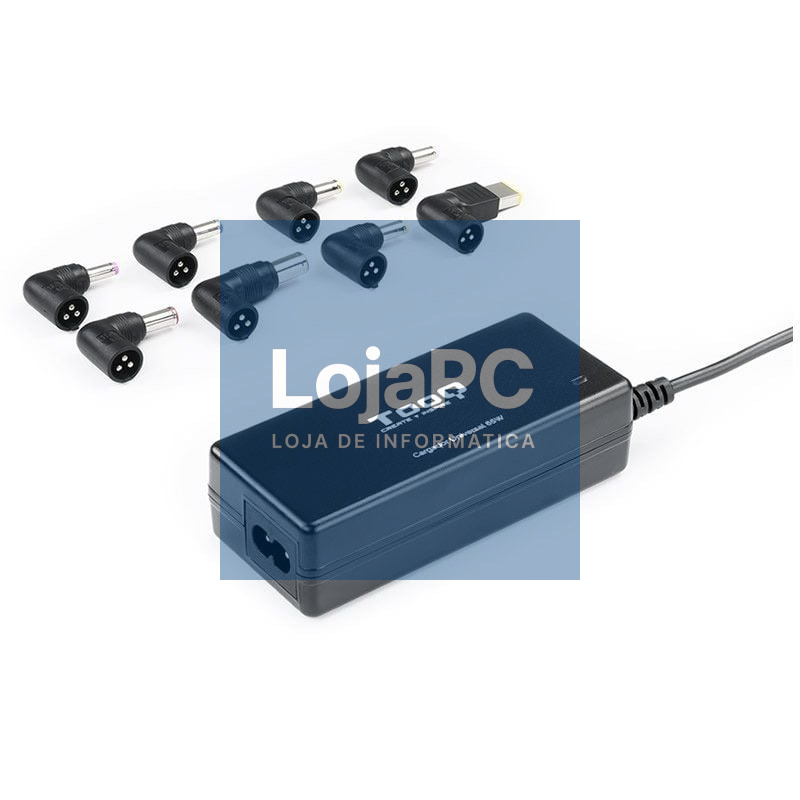 Carregador de Portátil TooQ TQLC-65BS02AT/ 65W/ 1xUSB/ Automático/ 8 Conectores/ Voltaje 18.5-20V/ 1 USB