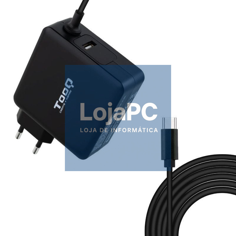 Carregador de Portátil TooQ TQLC-USBC65PD USB Tipo-C/ 1xUSB/ 65W/ Automático/ Voltaje 5-20V