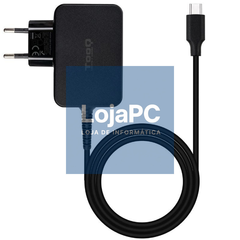 Carregador de Portátil GaN TooQ TQLC-USBCGAN45PD USB Tipo-C/ 45W/ Automático/ Voltaje 5-20V