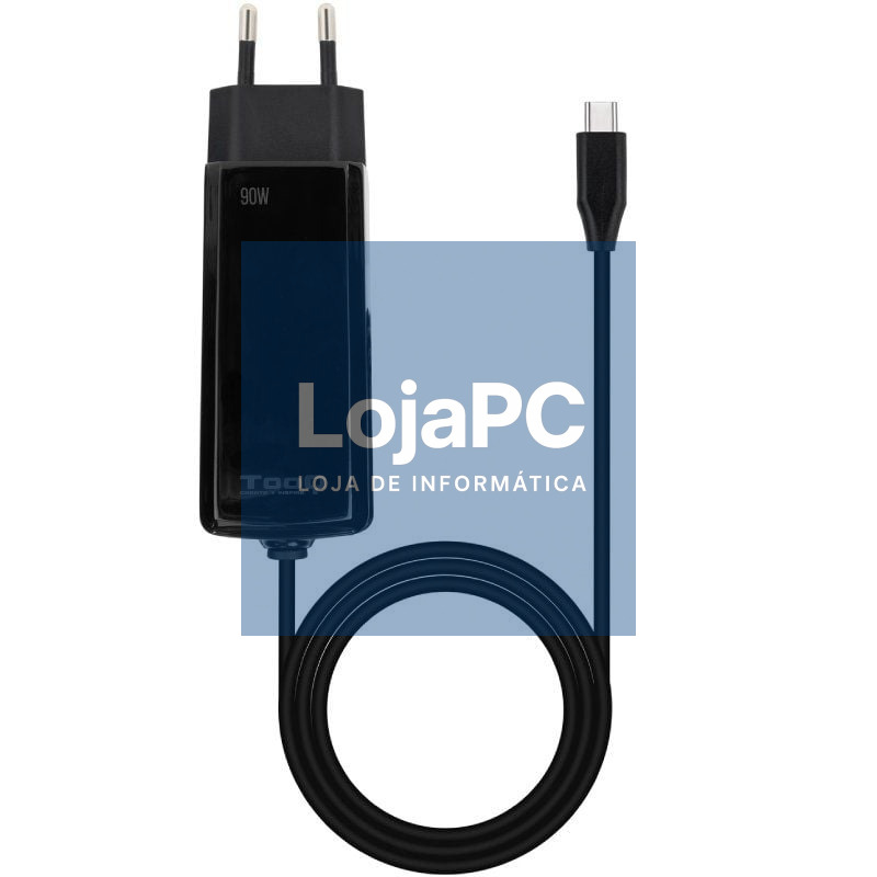 Carregador de Portátil GaN TooQ TQLC-USBCGAN90PD-C/ 1xUSB Tipo-C/ 90W/ Automático/ Voltaje 5-20V